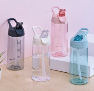 Portable Water Bottle With Hidden Straw